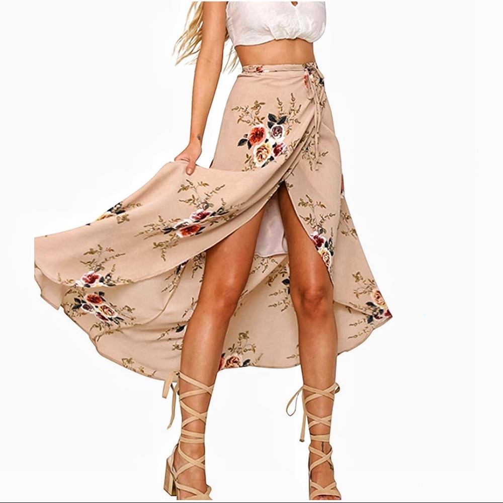 Boho Floral Wrap Skirt